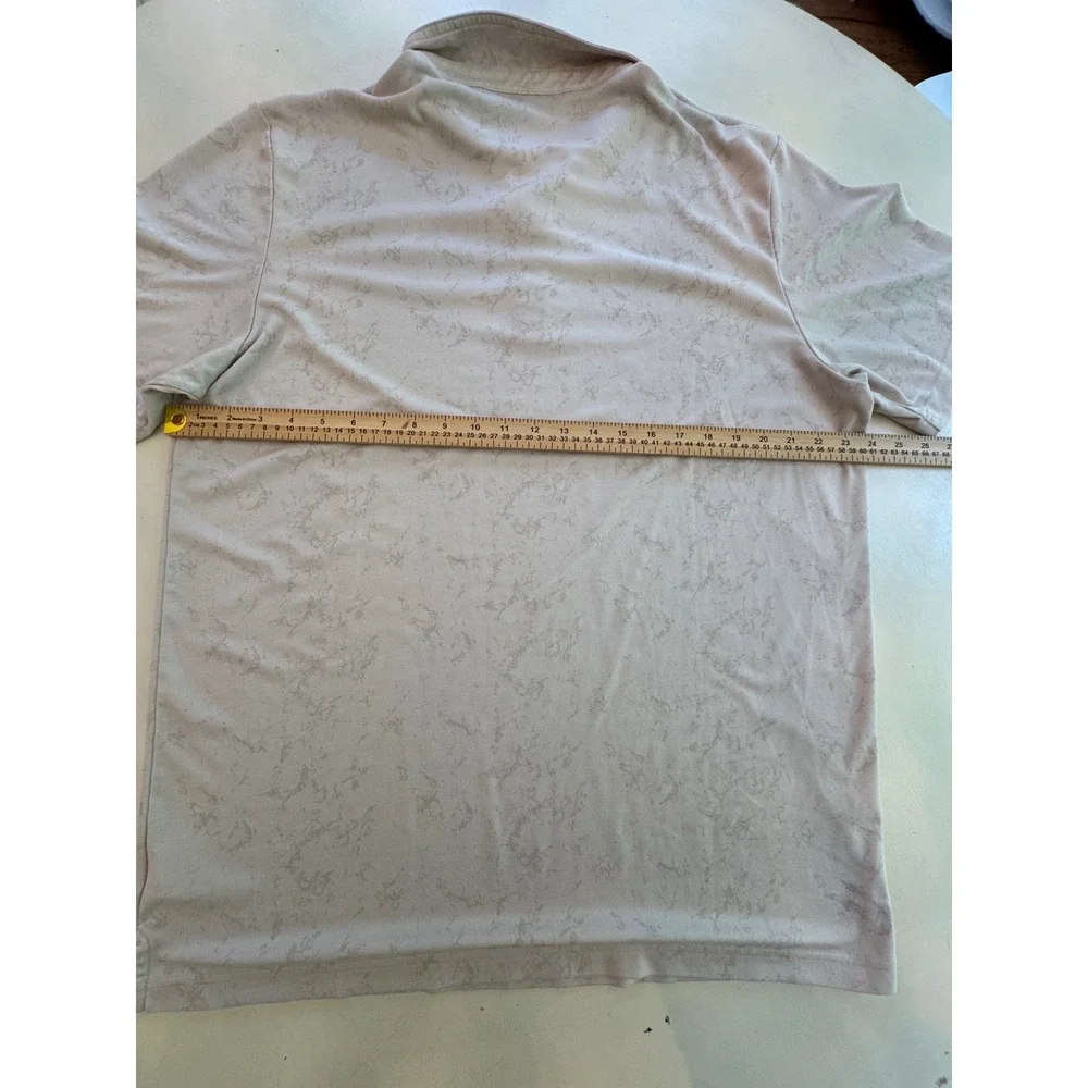 TravisMathew Mens XXL Beige Marble Print Short Sleeve Golf Polo Shirt‎ Tan